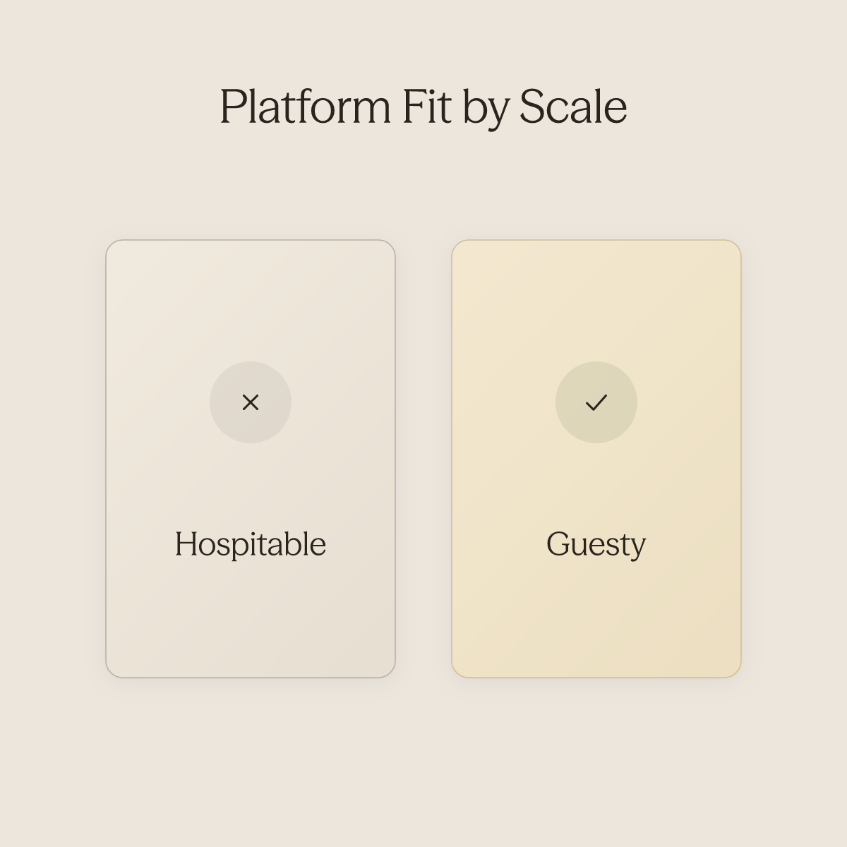 Side-by-side comparison of Hospitable for small hosts versus Guesty for professional property managers