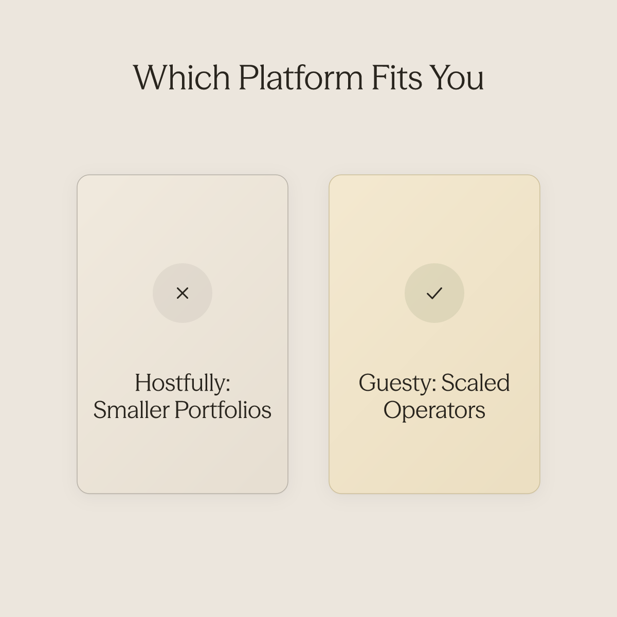 Side-by-side comparison of Hostfully for smaller portfolios versus Guesty for scaled operators