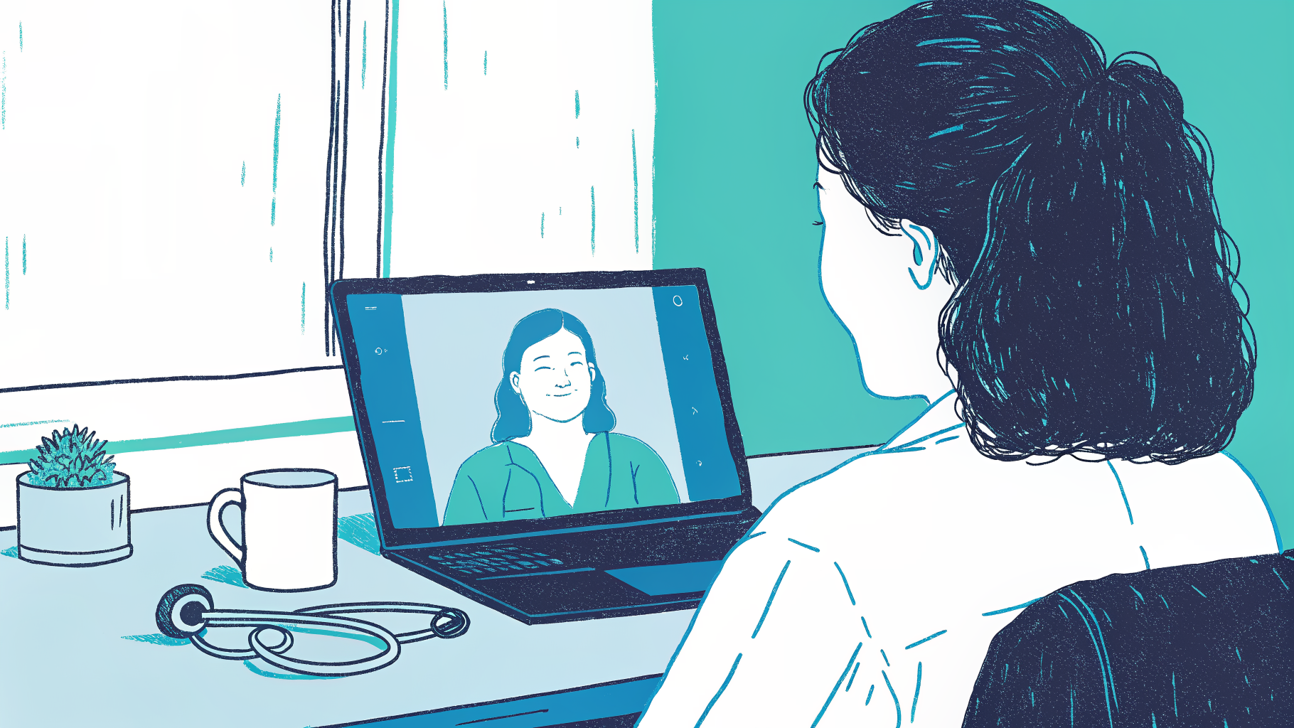 Physician conversing with patient while ambient AI silently populates a clinical note on a nearby laptop