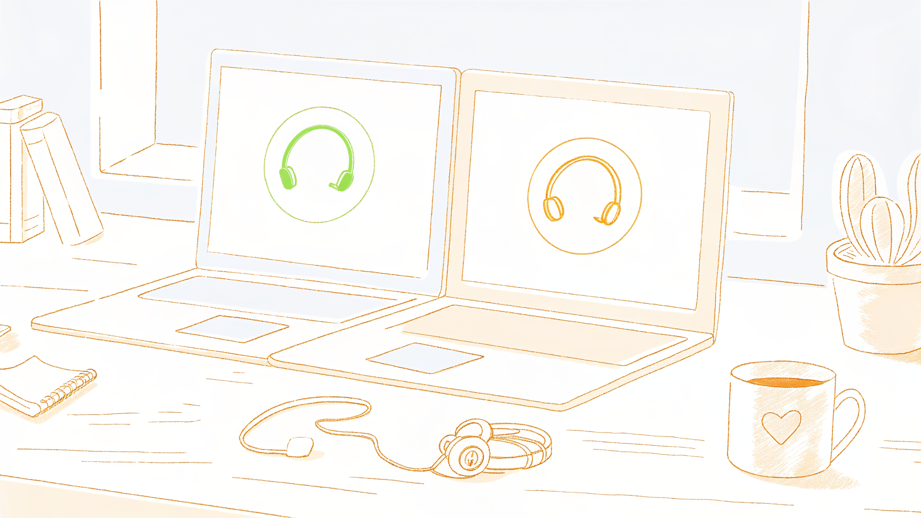 Two accuracy gauges on a laptop comparing clean benchmark audio versus real accented meeting audio
