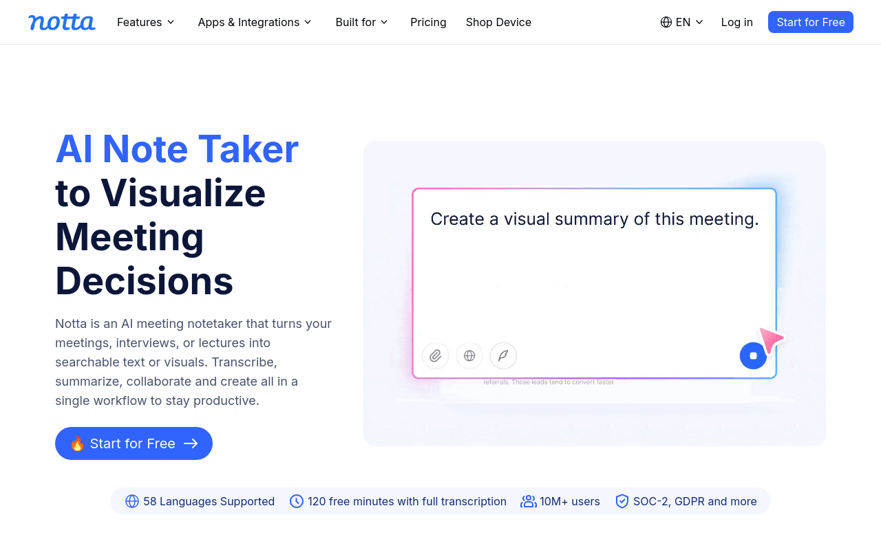 Otter AI Alternatives - notta best multilingual transcription