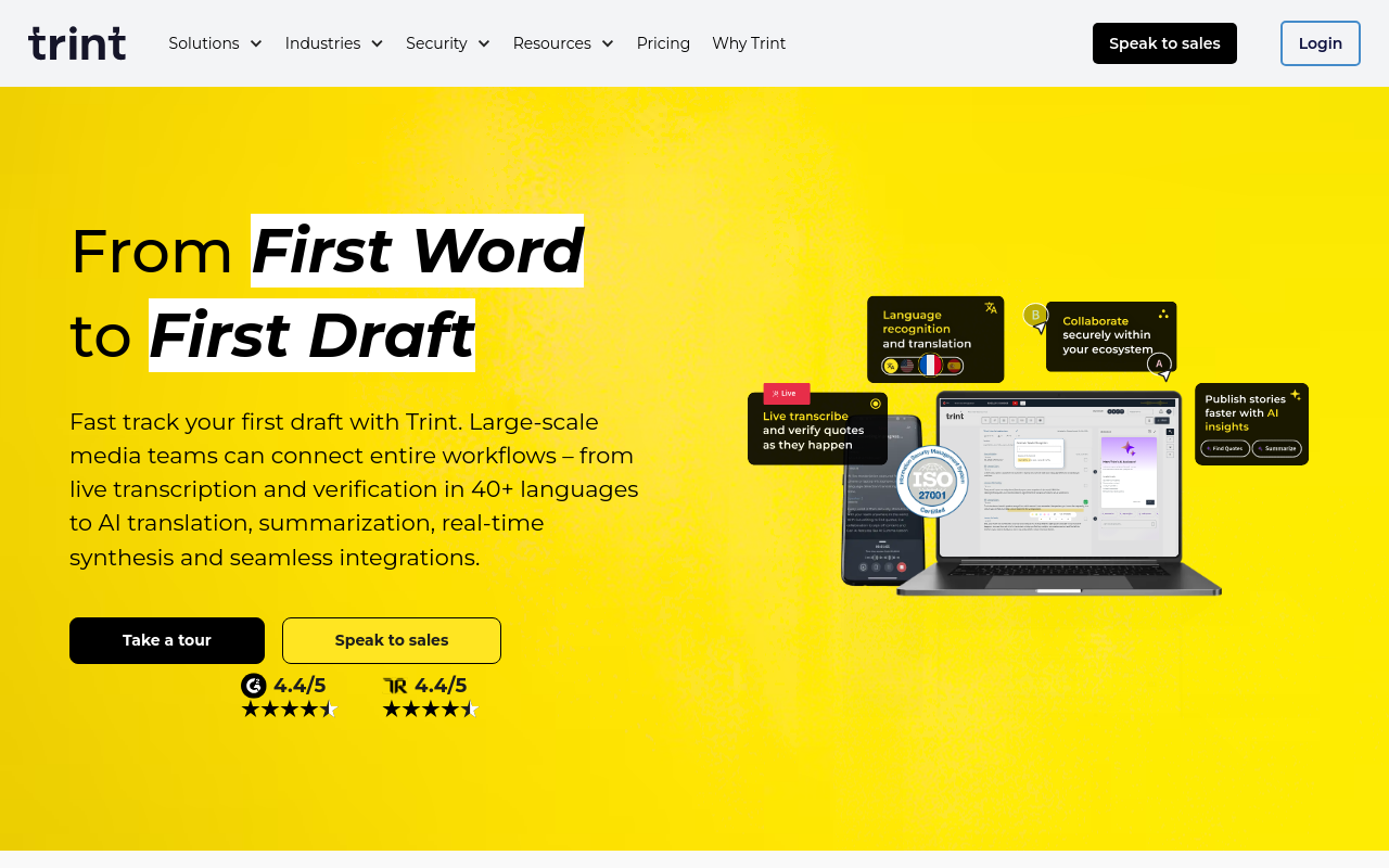 Interview Transcription Software - trint best broadcast journalists