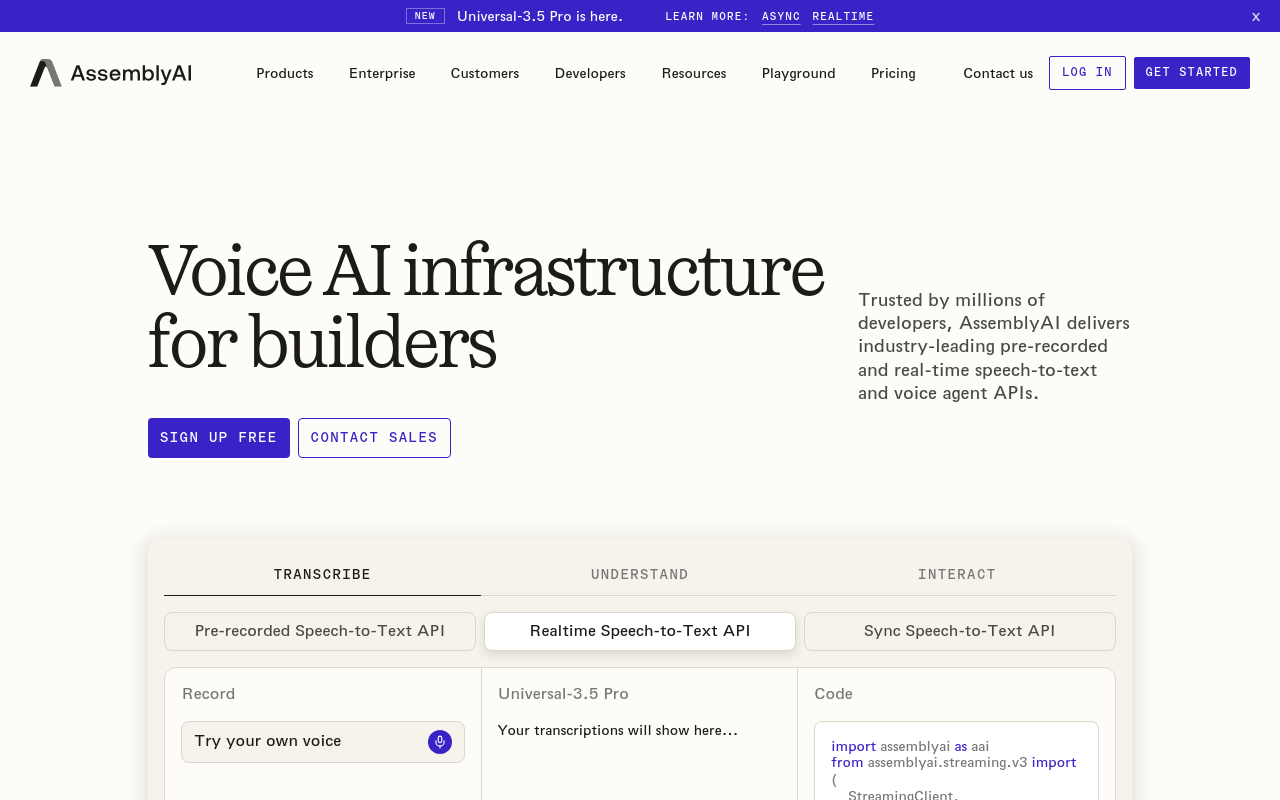 Interview Transcription Software - assemblyai best developers building