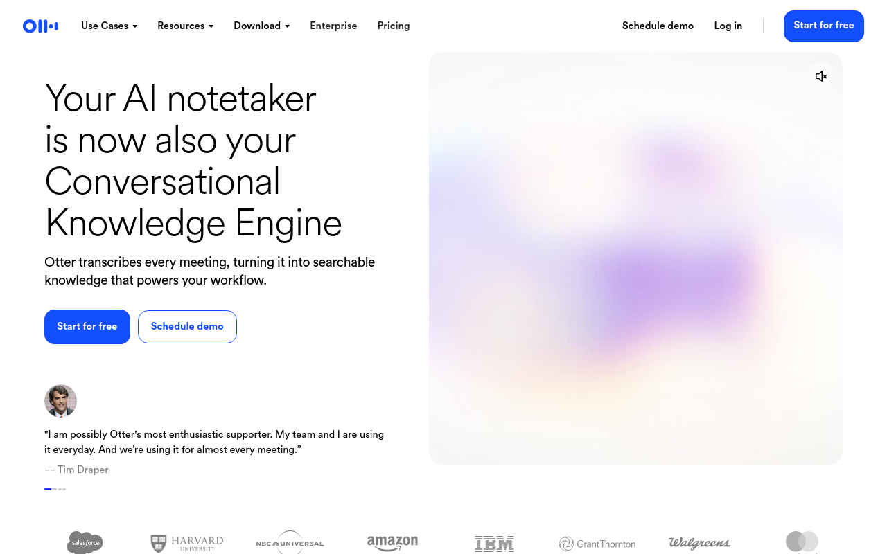 Best AI Note Taking App - otter live meeting capture