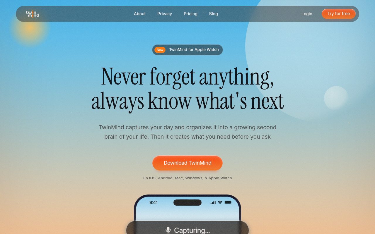 Best AI Note Taking App - twinmind continuous ambient life