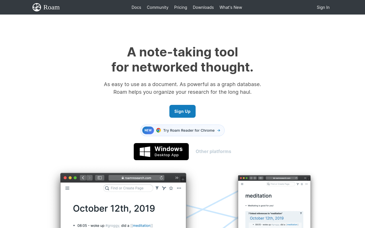 Best AI Note Taking App - roam research networked daily