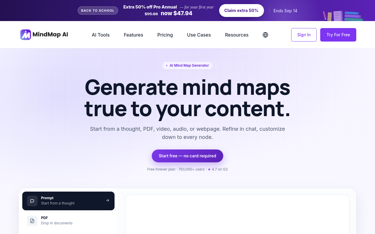 Best AI Summarizer - mindmap visual thinkers