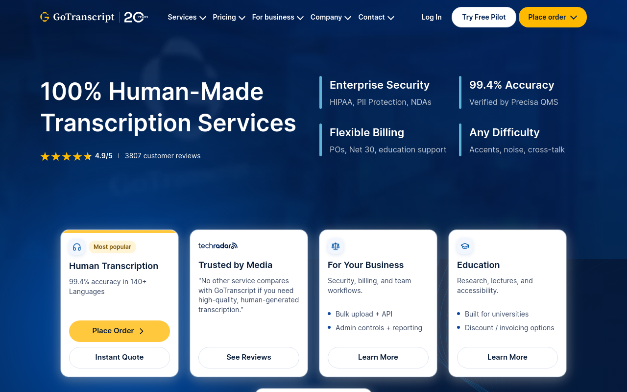 call transcription - gotranscript best human assisted