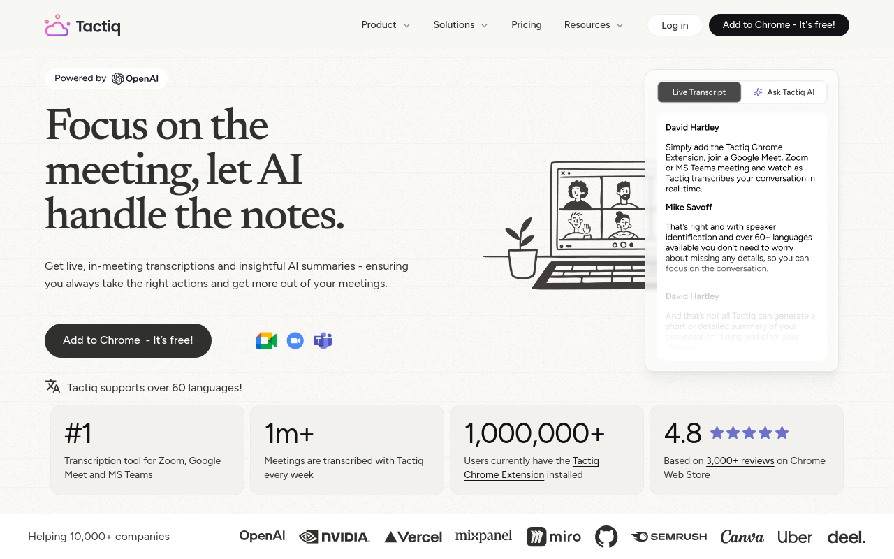 call transcription - tactiq best chrome extension