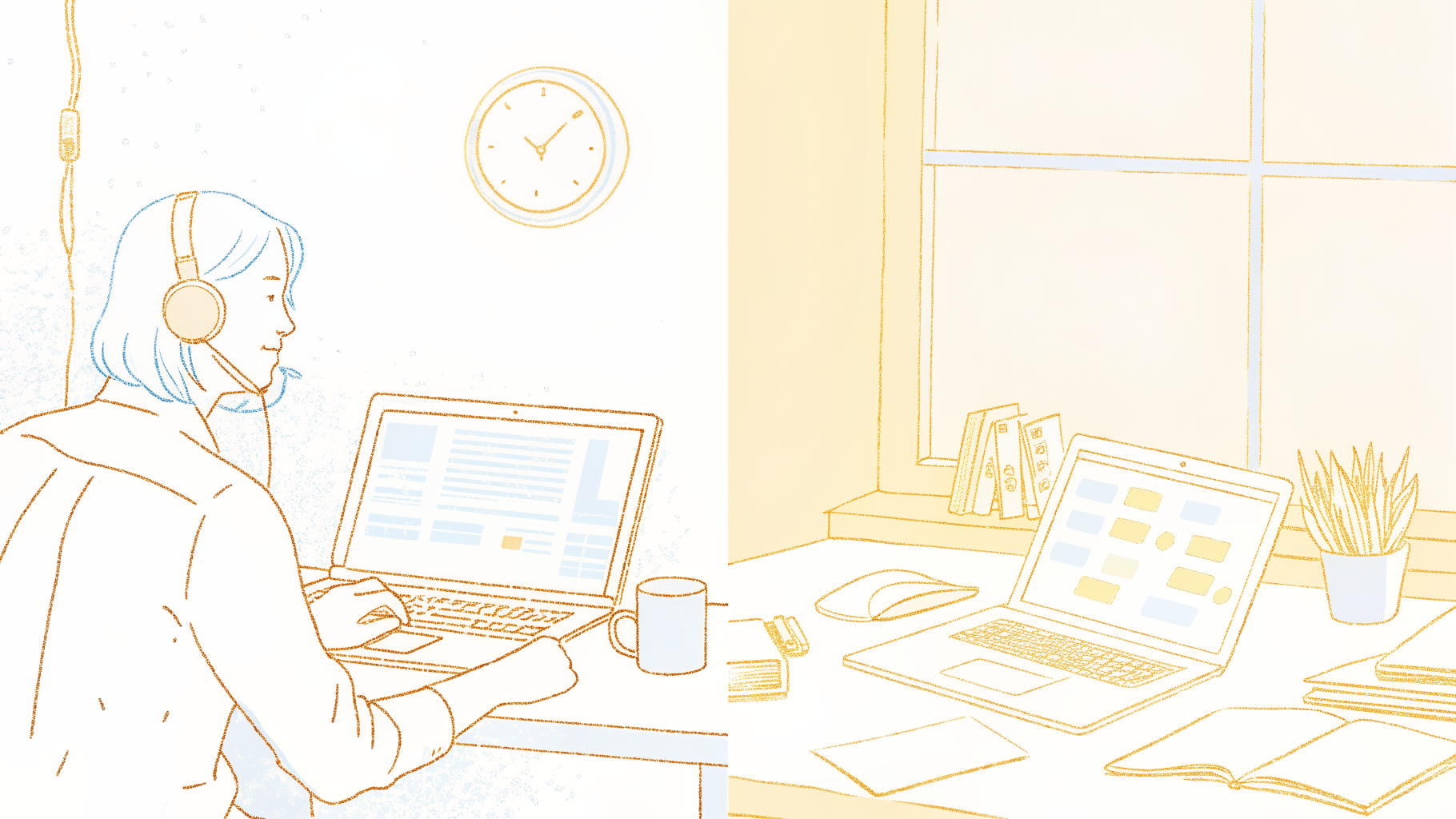 Manual transcription notes replaced by a clean AI-structured call transcript on a laptop