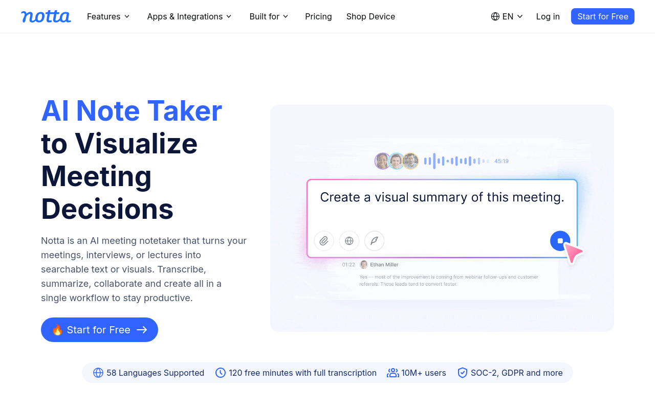 call transcription - notta best all in