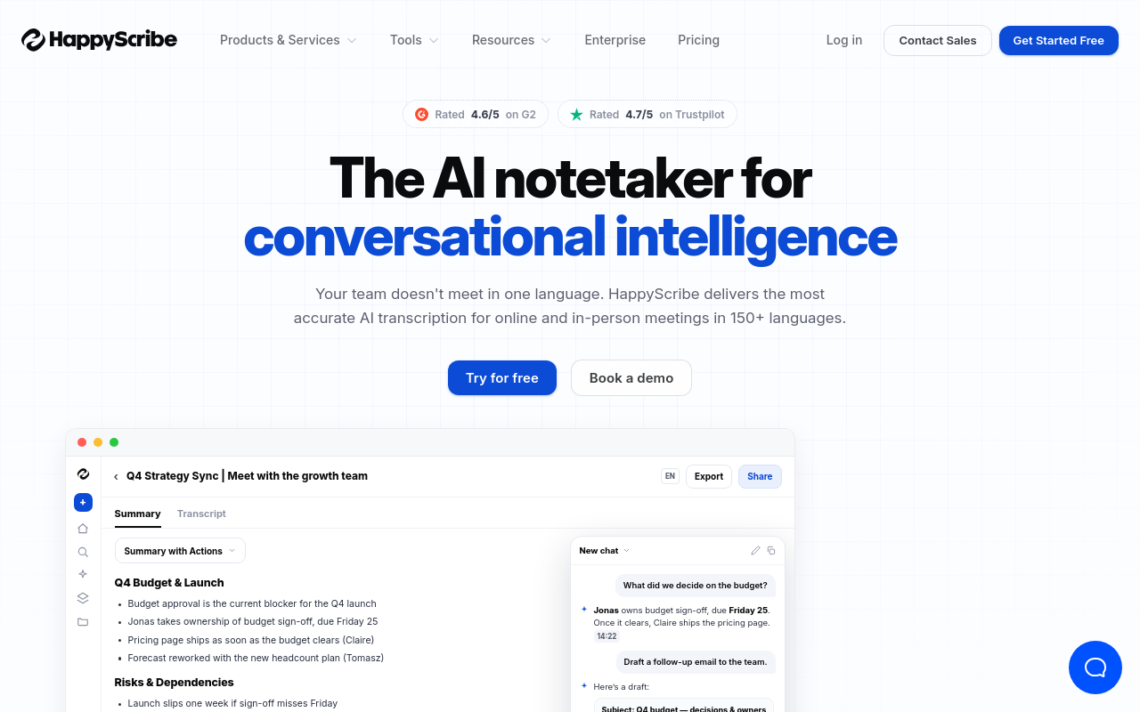 call transcription - happy scribe best upload