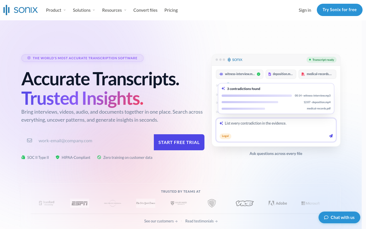 Best Free Transcription Software - sonix trial professional interview