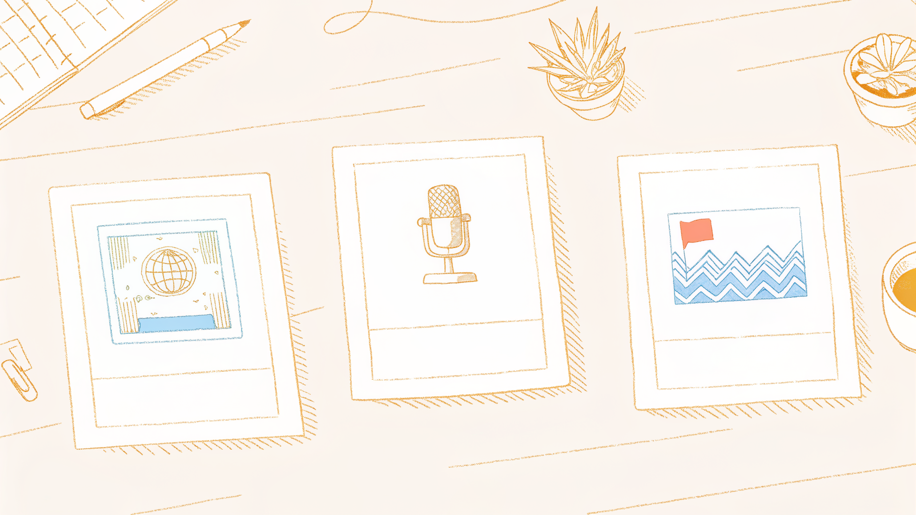 Three audio test file cards representing accented speech, foreign language, and noisy multi-speaker recordings