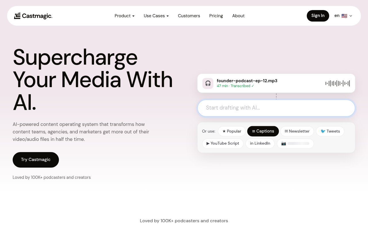 Best Transcription App - castmagic podcast content repurposing
