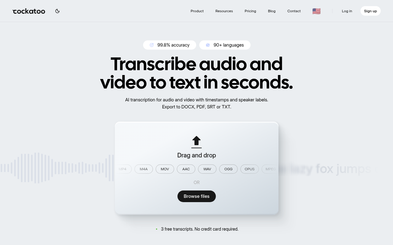 Best Transcription App - cockatoo unlimited high volume