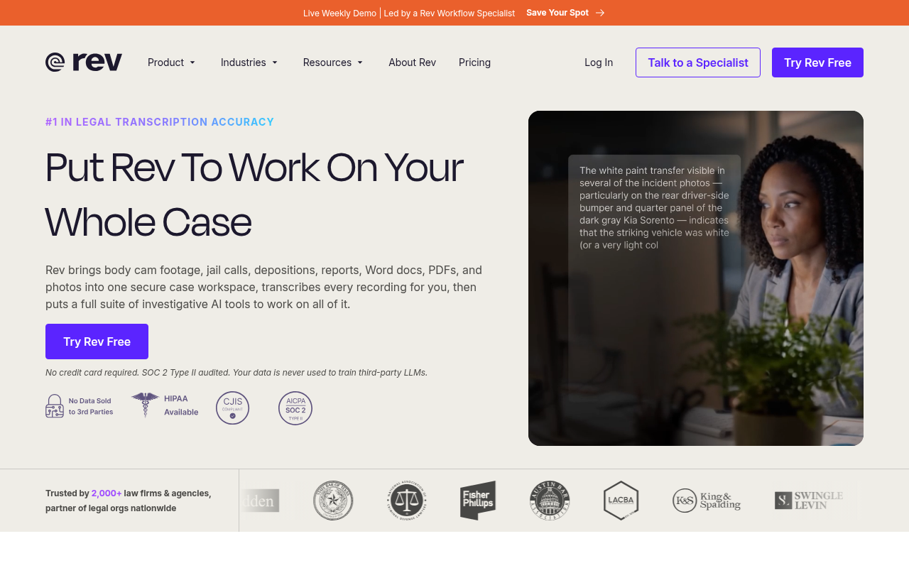 Best Transcription App - rev human verified legal