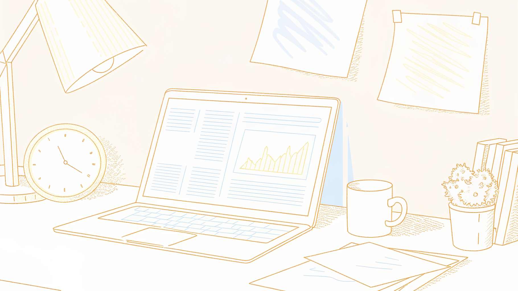 Solo transcriber correcting AI errors on laptop, clock and coffee mug nearby