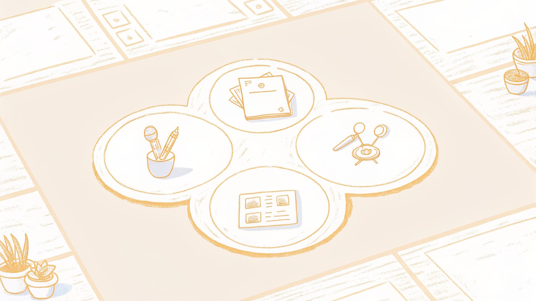 Cockatoo at center of a decision hub connecting transcription use-case icons for podcasts, captions, legal, and video editing
