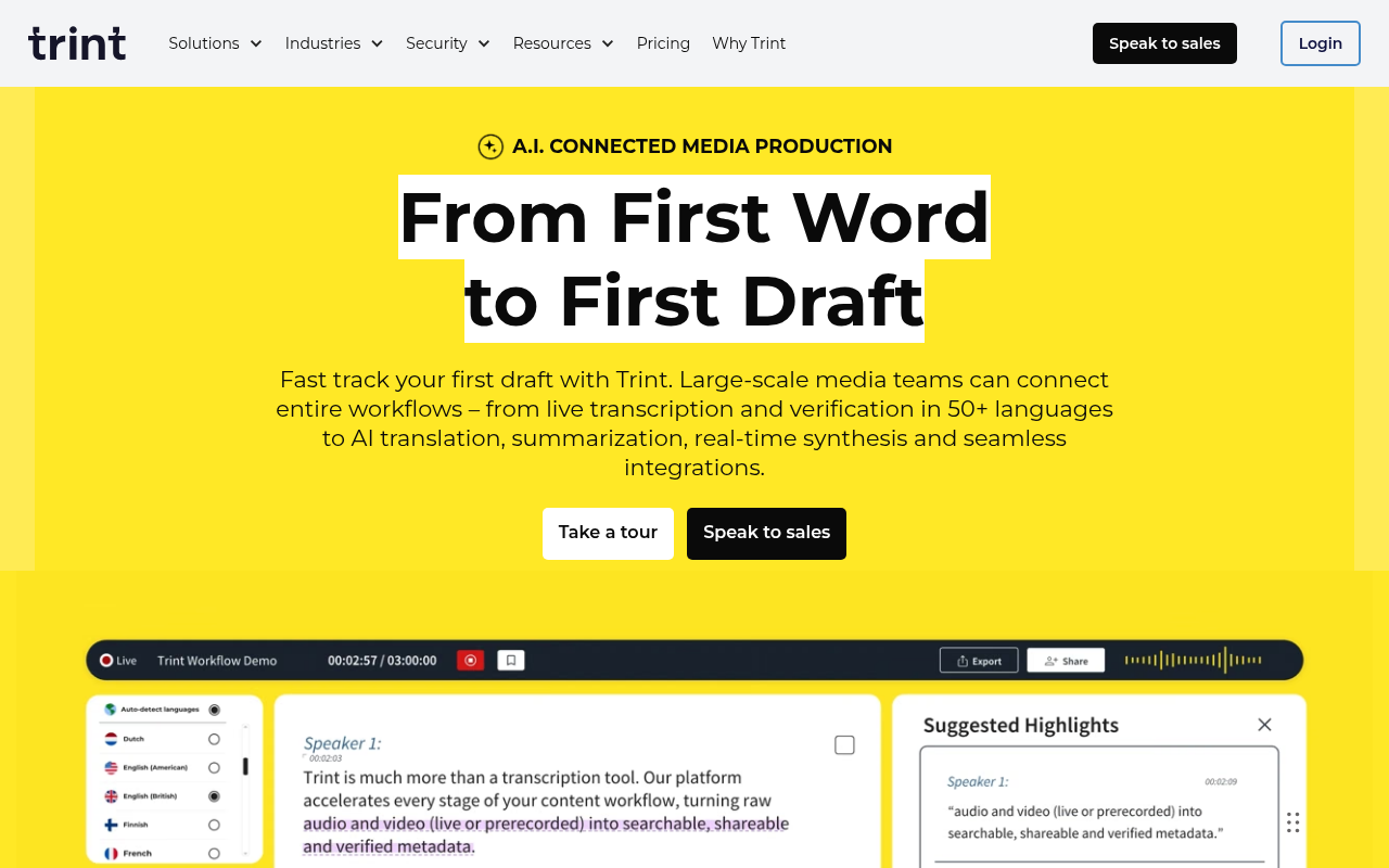 Happy Scribe Alternatives - trint best collaborative newsroom