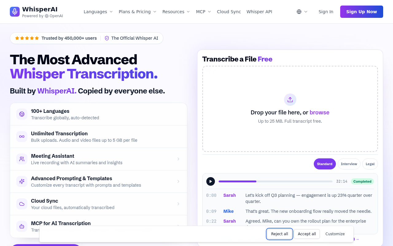 Offline AI Transcription - whisper standalone win best
