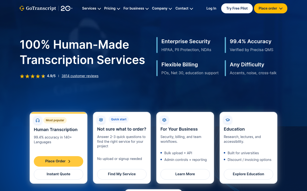 Best Transcription Software - gotranscript hipaa compliant human