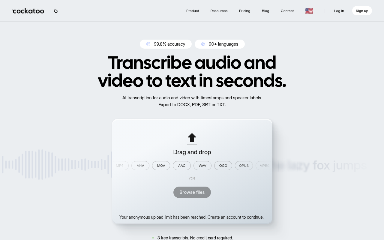 Best Transcription Software - cockatoo only multilingual tool
