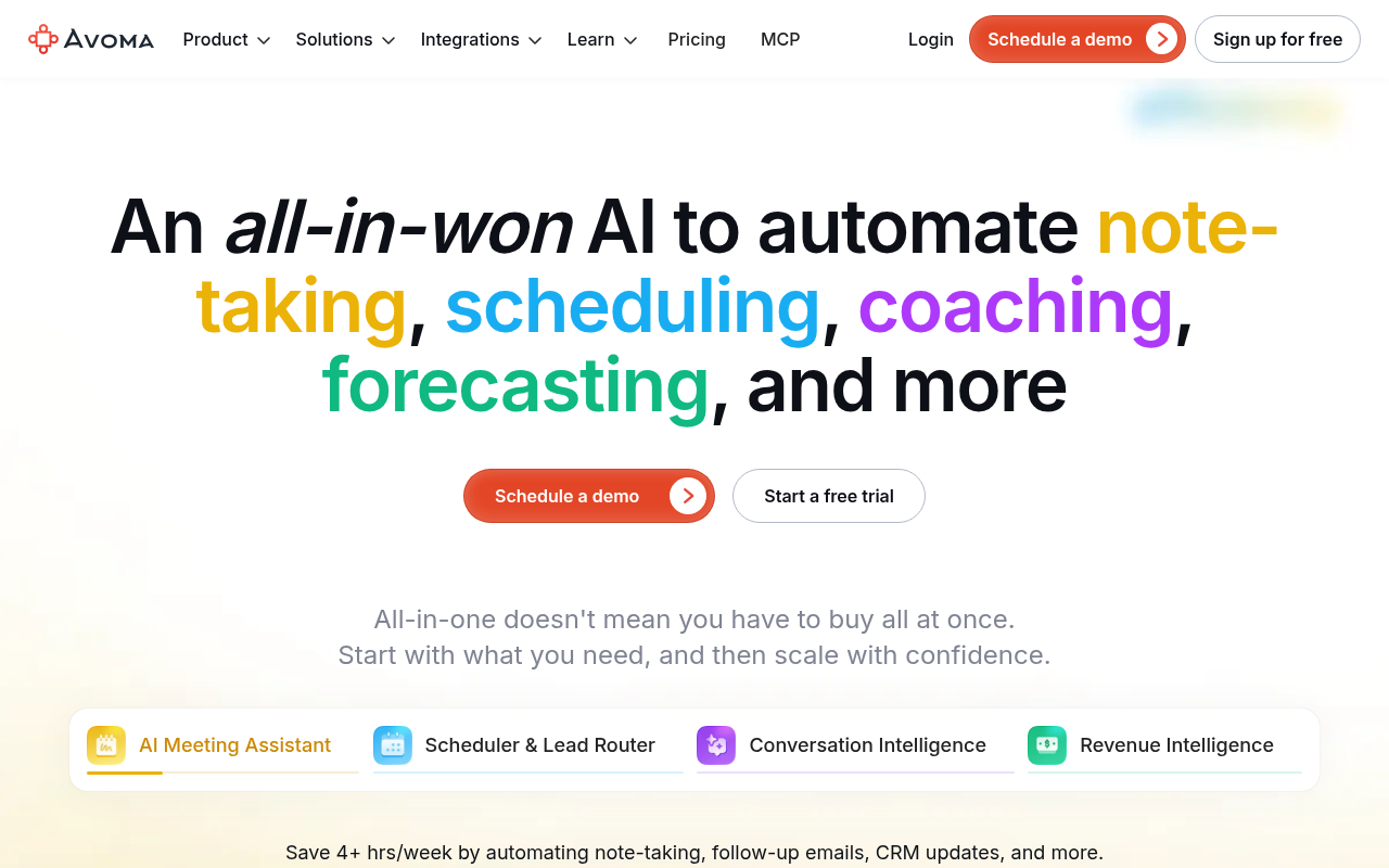 Otter.AI Competitors - avoma best end to